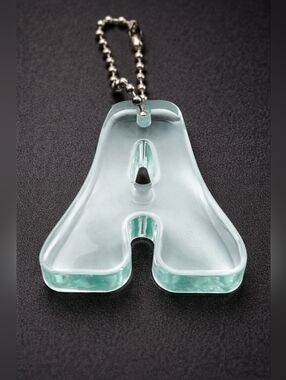 Ocean Green Resin Letter A Keychain Personalized Initial Charm Gift Cute